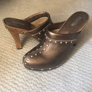 Michael by Michael Kors Leather Slip-On Clog Heel